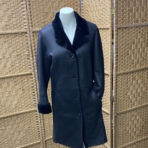 Elegant Black Leather Coat for Women